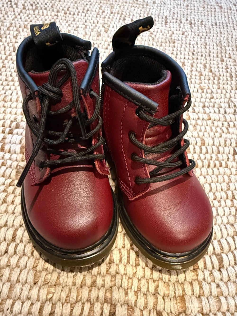 Toddler Burgundy Lace-Up Doc Martens Boots